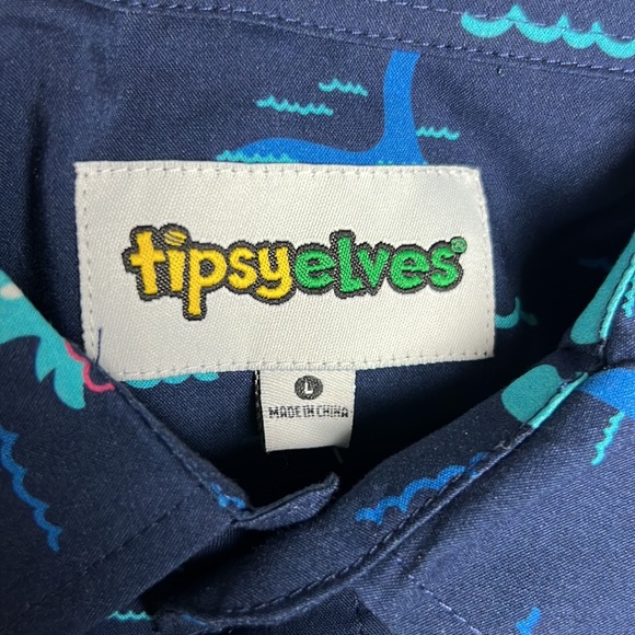 Tipsy Elves Shirt Mens Medium Blue Nothin But Nessy Button Up Hawaiian L - Picture 3 of 5
